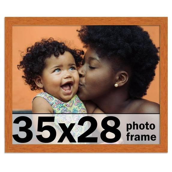35x28 Frame Honey Pecan Brown Picture Frame - Modern Photo Frame Includes UV Acrylic Shatter Guard