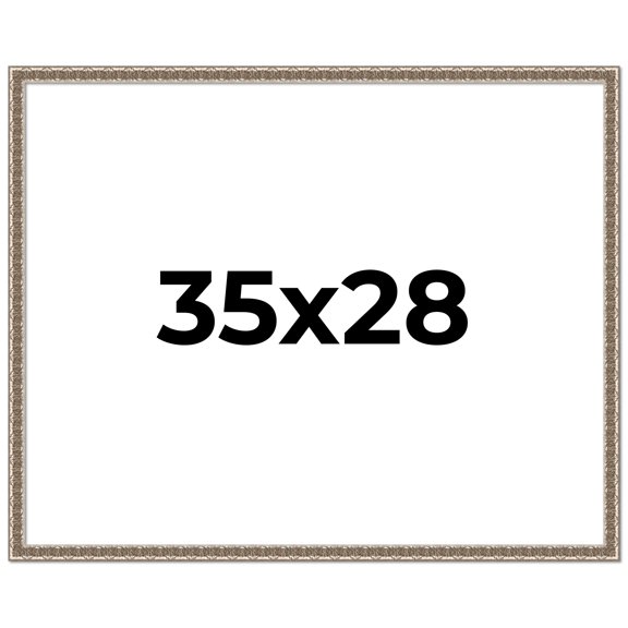 35x28 Frame Silver Versailles Ornate Solid Wood Picture Frame | 1 Inch Moulding Width | Interior