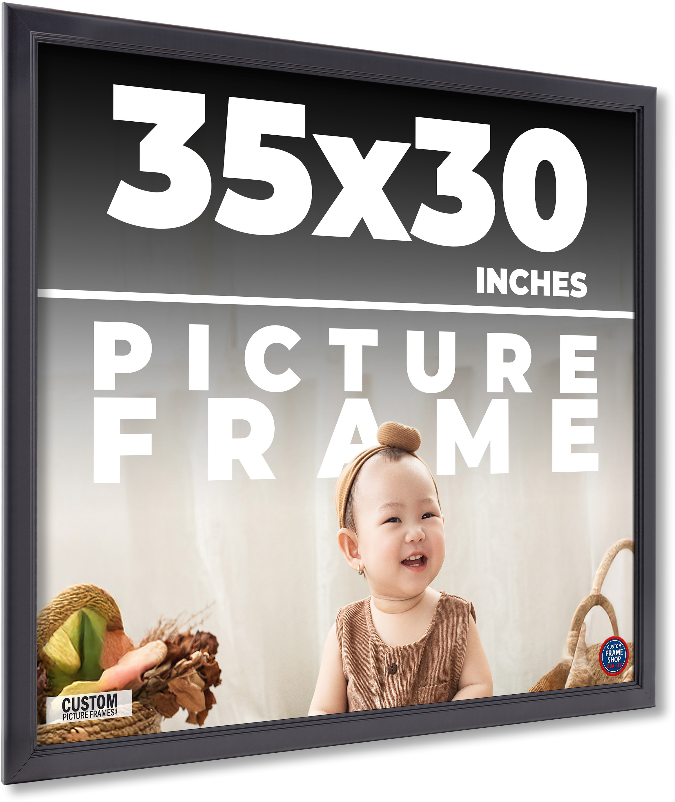 35x30 Frame Black Passaggi Solid Wood Picture Frame Width 1.5 Inches ...
