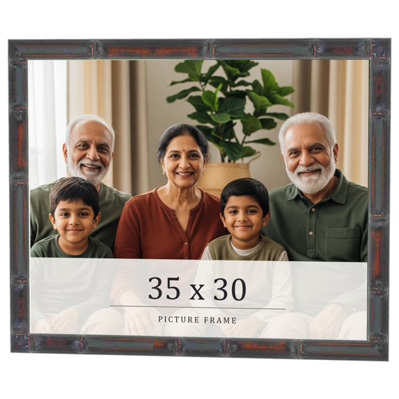 35x30 Frame Brown Bamboo with Dark Coffee/Walnut Finish | Solid Wood Picture Frame Width 0.75