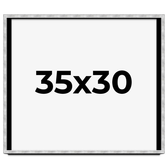 35x30 Frame Brushed Silver Solid Wood Picture Frame | 0.75 Inch Moulding Width | Rabbet Depth 0.75