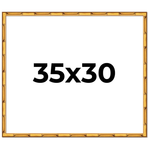 35x30 Frame Gold Bamboo Solid Wood Picture Frame | 1 Inch Moulding Width | Interior Frame Depth