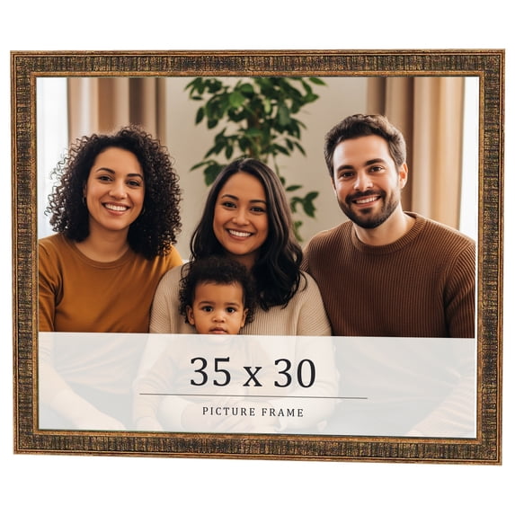 35x30 Frame Gold Kingsley Distressed Solid Wood Picture Frame Width 0.75 Inches | Interior Frame