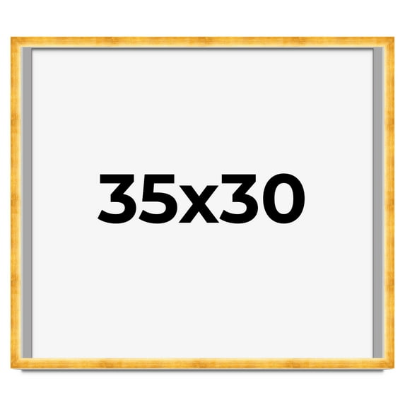 35x30 Shadow Box Frame Gold | 1.625 Inches Deep Real Wood Traditional Shadowbox Display Frame | UV