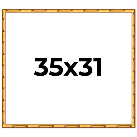 35x31 Frame Gold Bamboo Picture Frame - Complete Modern Photo Frame Includes UV Acrylic Shatter