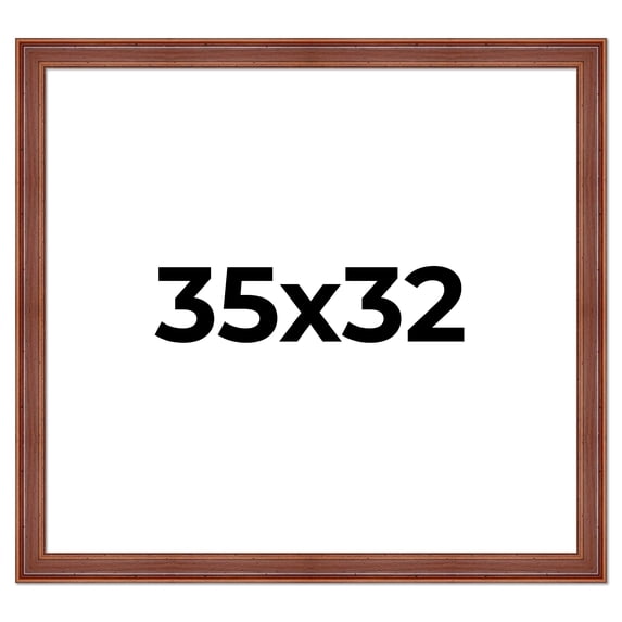 35x32 Frame Brown Old Farmhouse Waxed Board 2" Wide Wood Frame Width 2 Inches | Interior Depth 0.5