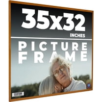 35x32 Honey Brown Real Wood Picture Frame Width 0.75 inches | Interior Frame Depth 0.5 inches |