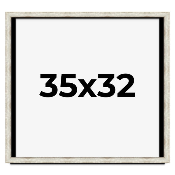 35x32 Shadow Box Frame Silver | 1.625 Inches Deep Real Wood Contemporary Shadowbox Display Frame |