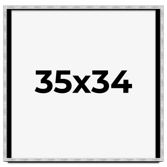 35x34 Frame Brushed Silver Solid Wood Picture Frame | 0.75 Inch Moulding Width | Rabbet Depth 0.75
