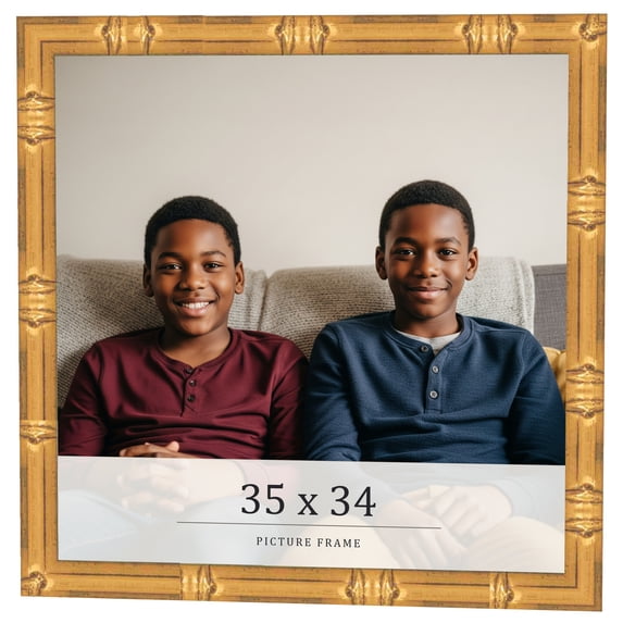 35x34 Frame Gold Bamboo Solid Wood Picture Frame | 1 Inch Moulding Width | Interior Frame Depth