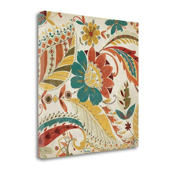 35x35 Boho Paisley Spice II By Wild Apple Portfolio on Canvas Fabric Multi-Color