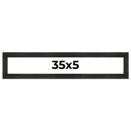 35x5 Frame Black Rustic Barnwood Solid Wood Picture Frame | 1.5 Inch Moulding Width | Includes UV