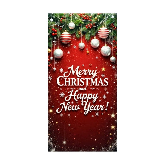 35x71 Inch Christmas Door Cover – Santa Claus Pattern Polyester Fabric Door Hanging for Front Door, Wall & Holiday Party Decoration