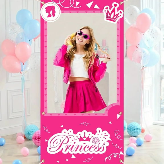 35x71 Inch Princess Pink Photo Booth Frame Girls Birthday Party Photo Props Wedding Bridal Shower