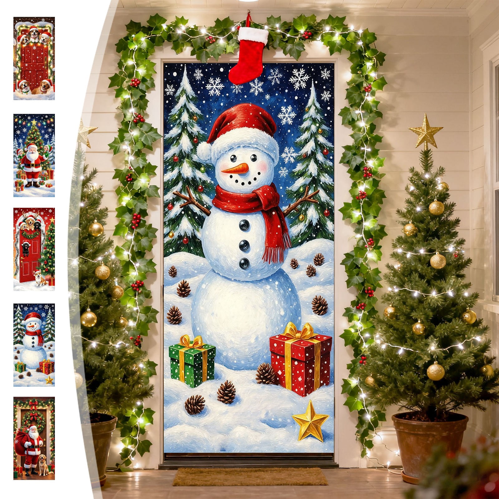 35x71 Inch Santa Claus Christmas Door Cover, Festival Party Decorative ...