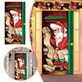 thumbnail image 1 of 35x79 Inch Elastic Santa Door Cover, Stretchable Fabric Christmas Front Door Mural Wrap, Washable Winter Holiday Entryway Banner, Indoor Outdoor Party Decoration, Red, 1 of 5