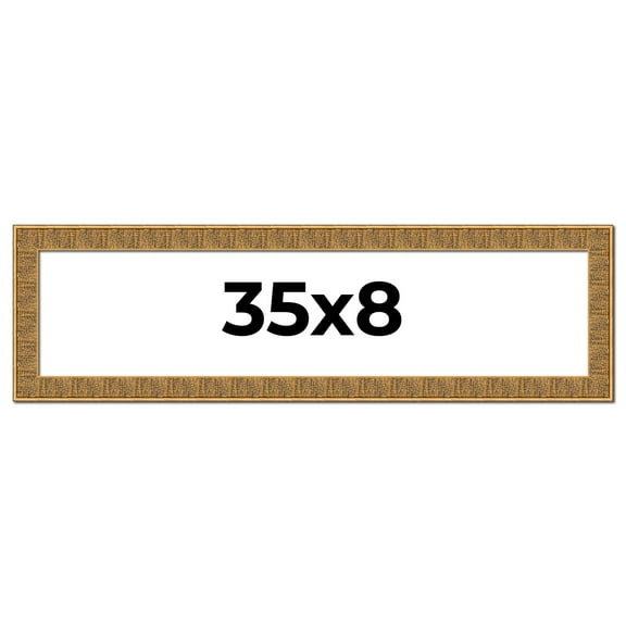 35x8 Frame Black and Gold Distressed Solid Wood Sonoma Picture Frame | 1.625 Inch Moulding Width |