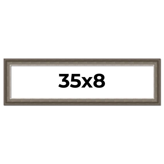 35x8 Frame Brown Solid Wood Picture Frame | 1.75 Inch Moulding Width | Austin Frame Complete with