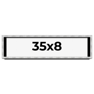 35x8 Frame Brushed Silver Solid Wood Picture Frame | 0.75 Inch Moulding Width | Rabbet Depth 0.75