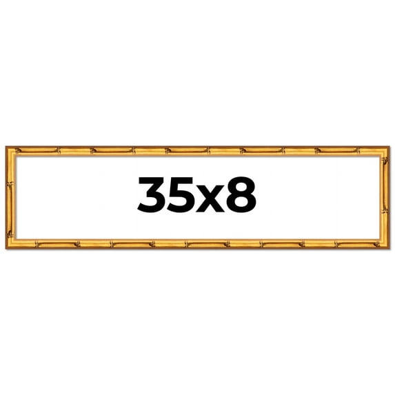 35x8 Frame Gold Bamboo Solid Wood Picture Frame | 1 Inch Moulding Width | Interior Frame Depth 0.75