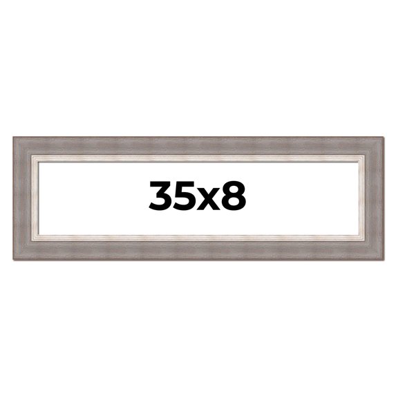 35x8 Frame Grey Real Wood Picture Frame Width 2.75 Inches | Interior Frame Depth 0.5 Inches | Linus