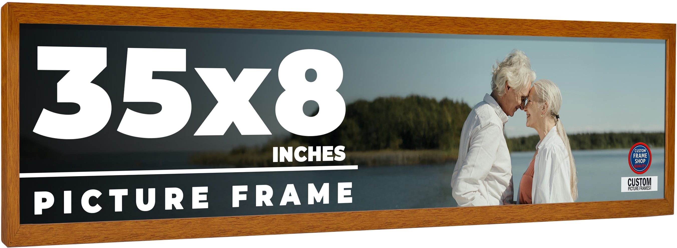 35x8 Honey Brown Real Wood Picture Frame Width 0.75 inches | Interior ...