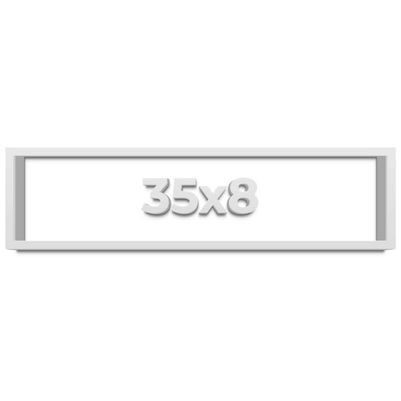 35x8 Shadow Box Frame White | 2 Inches Deep Real Wood Contemporary Shadowbox Display Frame | UV
