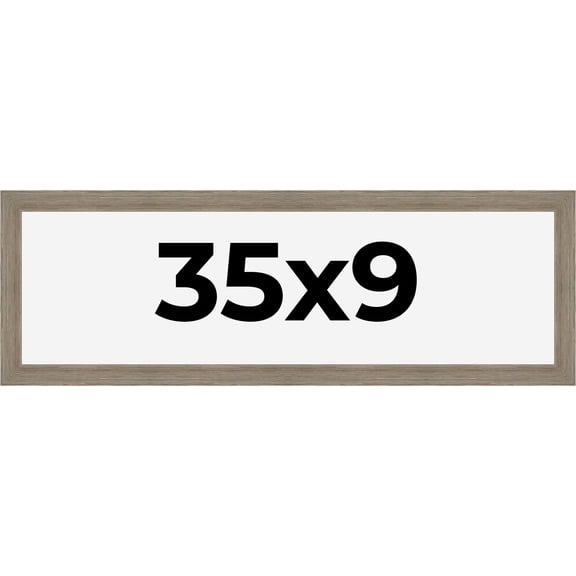 35x9 Frame Gray Barnwood Rustic Solid Wood Picture Frame | 1.5 Inch Moulding Width | Includes UV