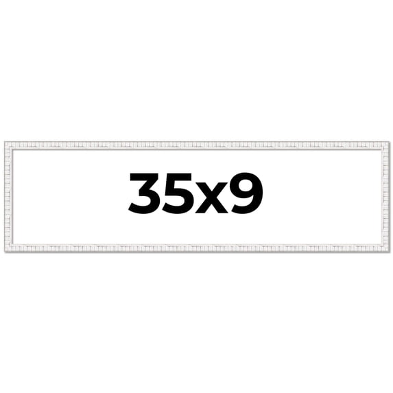 35x9 Frame White Scuffed Rustic Solid Wood Picture Frame | 0.75 Inch Moulding Width| Includes UV
