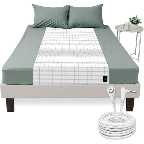 35x90 Inch Grounding Sheet with 15 feet Grounding Cord, 10% Silver Fiber Grounding Flat Sheet Earth Product for Better Sleep, Stress Relief (White)