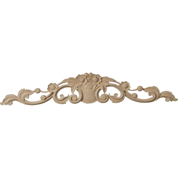 36 1/2"W x 6 1/4"H x 1"D Large Bradford Flower Basket Center with Scrolls, Rubberwood