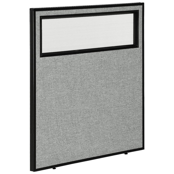 36-1/4"W x 42"H Office Partition Panel with Partial Window, Gray