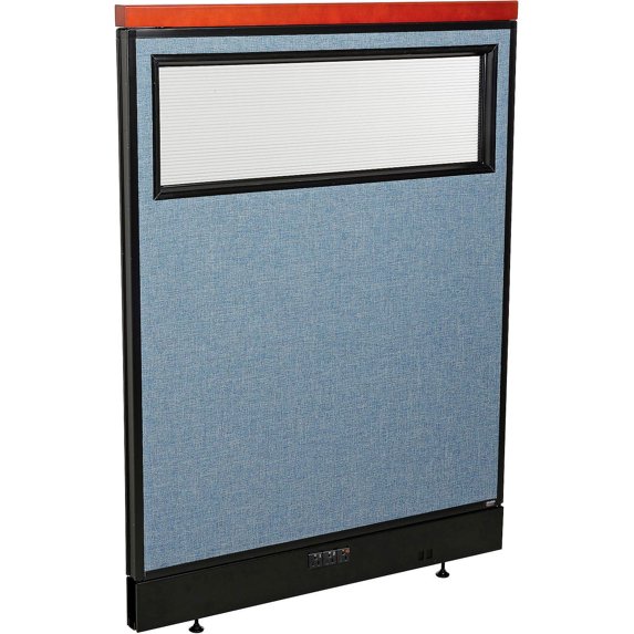 36-1/4"W x 47-1/2"H Deluxe Electric Office Partition Panel with Partial Window, Blue