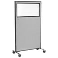 thumbnail image 1 of 36-1/4"W x 63"H Mobile Office Partition Panel with Partial Window, Gray, 1 of 4