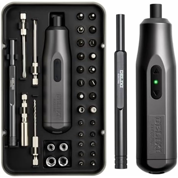 36 in 1 Electric Screwdriver Kit with Manual Screwdriver, 4V Rechargeable Screwdriver Set with Socket, Extension Rod, 2N.m Torque and LED Light, Suitable for Furniture and DIY