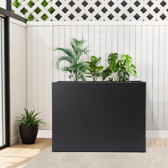 36*10*28in Outdoor Planter Box, Rectangular Planter Box, Metal Planter Box with Intermediate Shelf