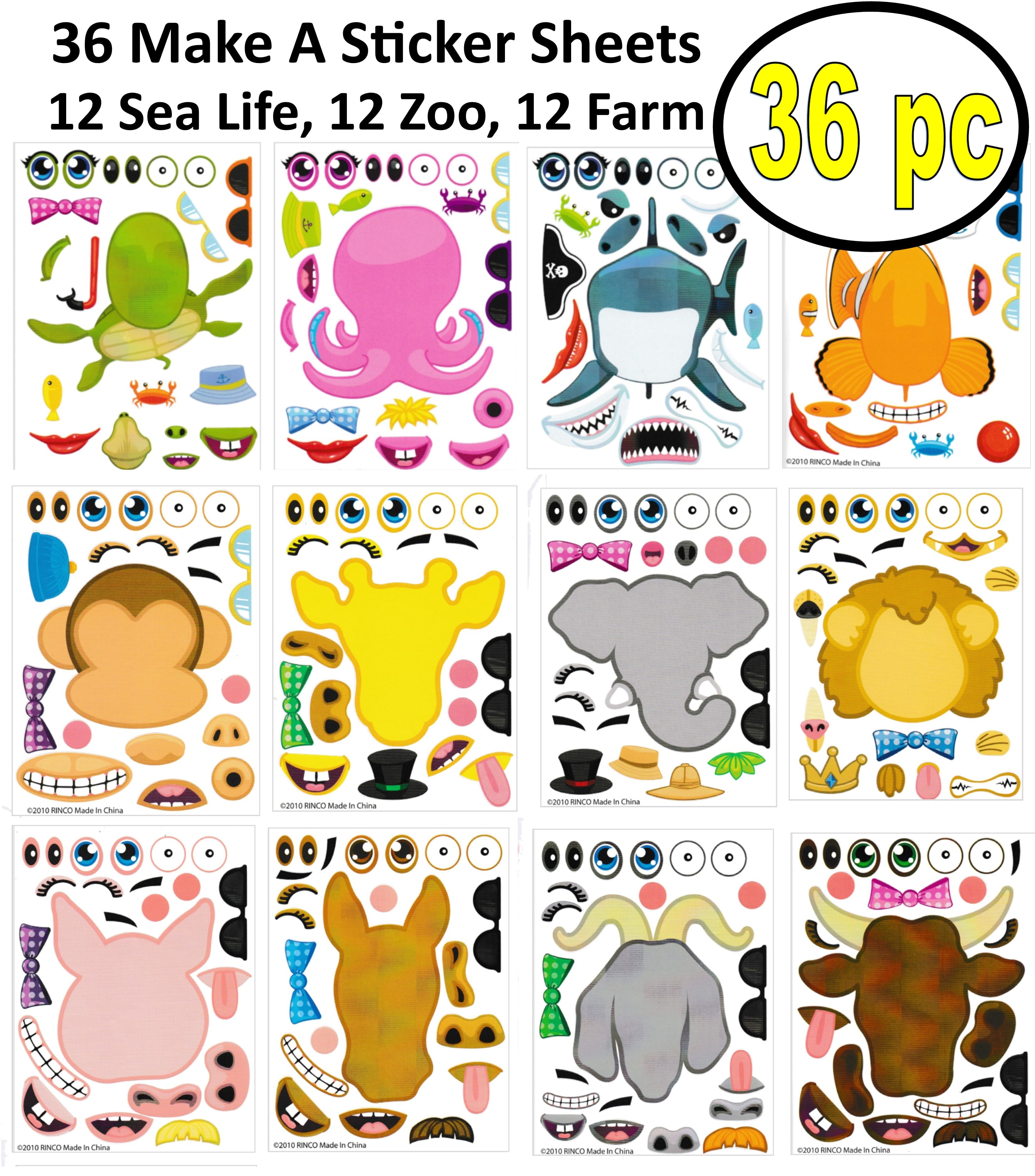 Farm Animal Sticker Scenes - 12 Set DIY Craft Kit With Backgrounds & Adhesive Stickers