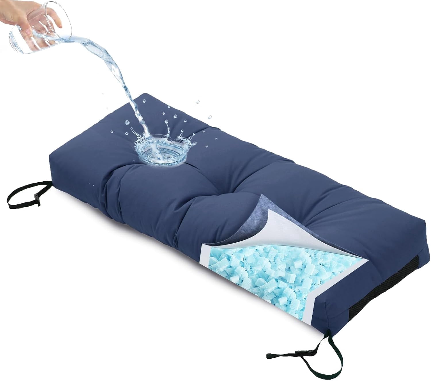 Galenzoov 36×14 Outdoor Bench Cushion, Blue Shredded Memory Foam, Waterproof Fade Resistant Patio Furniture Cushion, Indigo