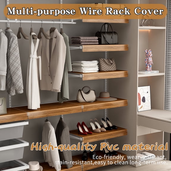 ( 36*16 INCH ) 5 Pcs Wire Shelf Covers, Foamed PVC Wire Rack Covers for Removable Closet (Not Wood), Pantry Shelves for Cabinet Bathroom Kitchen Shelving Decoration ( WALNUT Color )