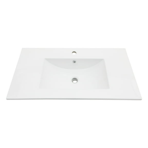 36"18"7" White Rectangular Single Vanity Top with 3 Faucet Hole and Overflow