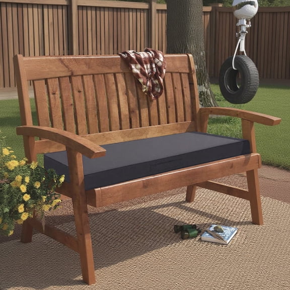 Galenzoov 36×18 inch Outdoor Bench Cushion, Memory Foam Patio Bench Cushion for Outdoor Furniture Waterproof, Porch Swing Pad with Handle and Adjustable Strap, Dark Grey