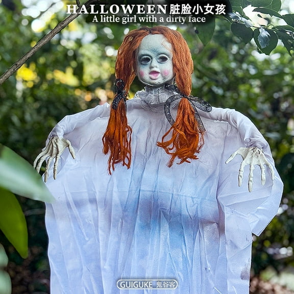 36.2" Halloween Women Ghost Props,Halloween Hanging Dead Women Body Decoration, Scary Halloween Ghost Props for Indoor,Outdoor,Haunted House,Yard