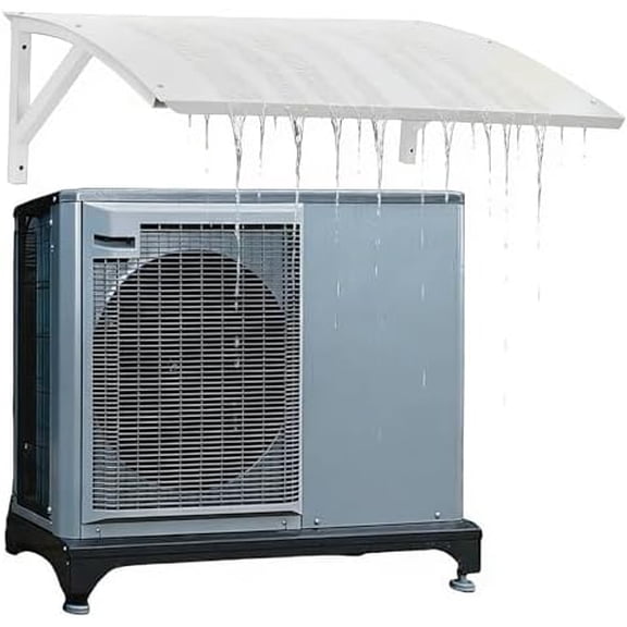 36.2 Inch Air Conditioner Awning, Outdoor Mini Split Air Conditioner Cover, Galvanised Steel Triangular Wall-Mounted Sloped Enlarged Top Rain Snow Dust Debris Protection Cover, White$$Garden &