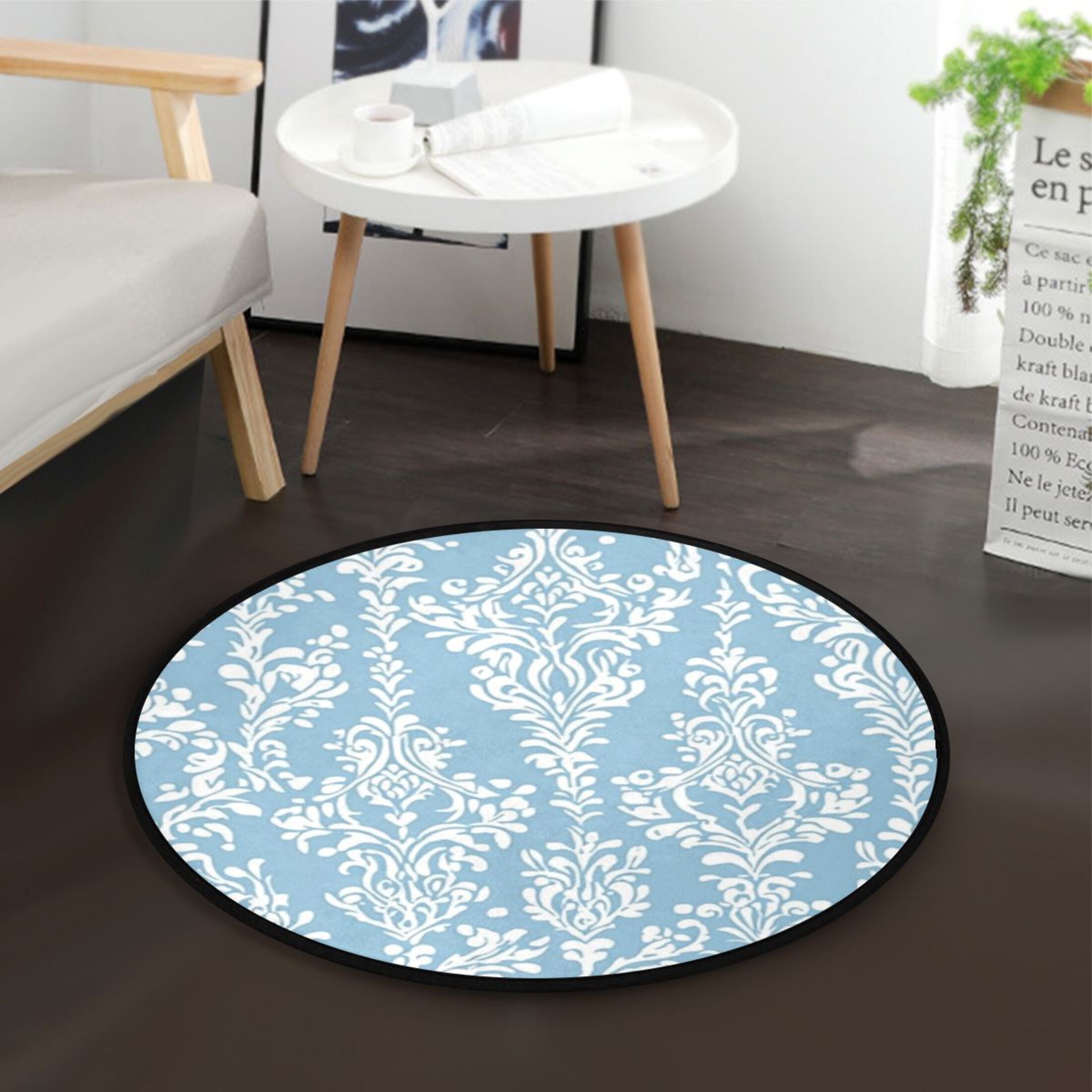 36.2 Inch Circular Floor Mat Polyester Non-Slip Carpet for Bedroom ...