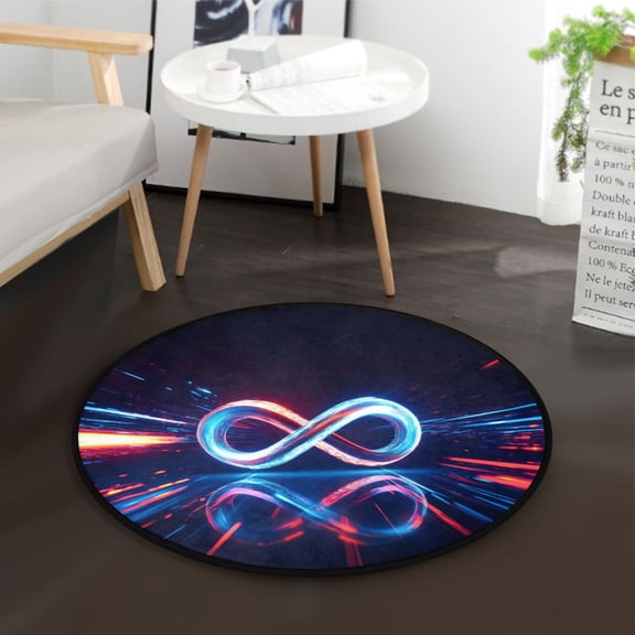 36.2 Inch Circular Floor Mat Polyester Non-Slip Carpet for Bedroom Living Room The Infinity Symbol