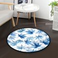 thumbnail image 1 of 36.2 Inch Round Floor Mat Abstract Blue Maple Leaves Carpet Decor Rug for Living Room Bedroom, 1 of 6