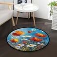 thumbnail image 1 of 36.2 Inch Round Floor Mat Abstract Floral Carpet Decor Rug for Living Room Bedroom, 1 of 6