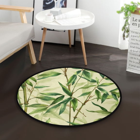 36.2 Inch Round Floor Mat Bamboo Pattern Carpet Decor Rug for Living Room Bedroom