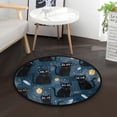 thumbnail image 1 of 36.2 Inch Round Floor Mat Black Cats and Mystical Symbols Carpet Decor Rug for Living Room Bedroom, 1 of 6