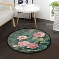 thumbnail image 1 of 36.2 Inch Round Floor Mat Blossoming Lotus Carpet Decor Rug for Living Room Bedroom, 1 of 6